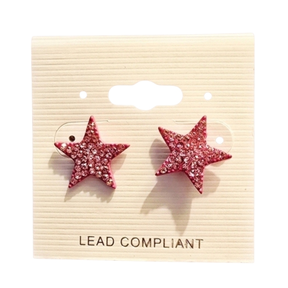 Rhinestone Stud Earrings Pick- Dolphin Star Crab Bow Paw Dragonfly Giraffe NWT - Picture 3 of 9